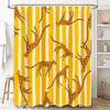 Yellow Striped Shower Curtain With Leaping Leopard Pattern Bathroom Decor For Home Decoration
