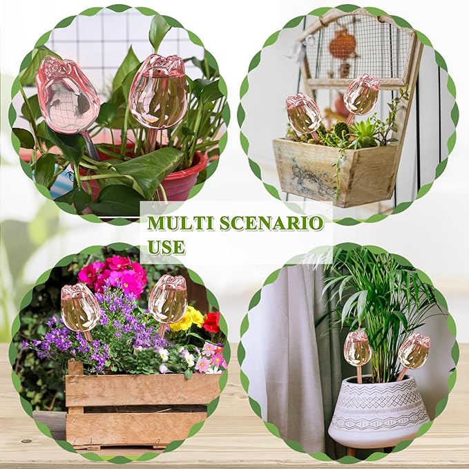 5Pcs Tulips Self Plant Watering Globes, Plastic Self Watering Planter Insert, Automatic Plant Waterer Devices Indoor Outdoor