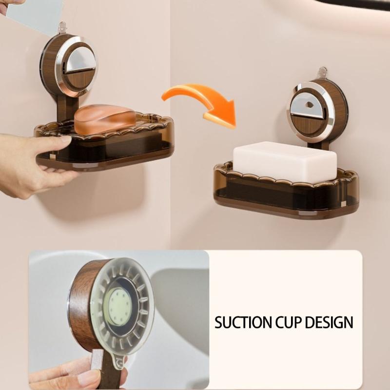 Elegante Portasapone con Ventosa Design Drenaggio Acqua Organizzatori Bagno Salvaspazio Scaffale in Plastica
