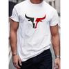 Summer Daily Casual Outdoor Street Short-sleeved Top Fashion 3D Bull Head Print Men's T-shirts