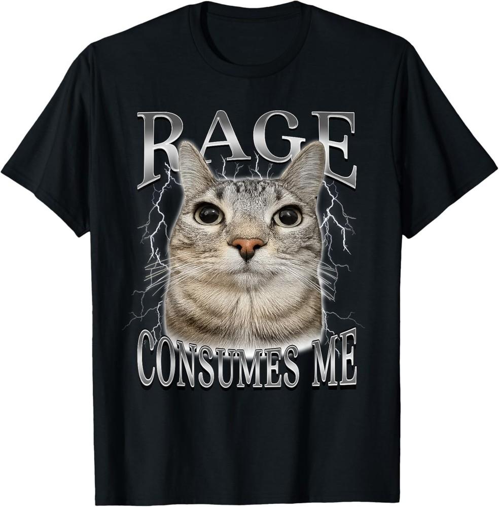 Rage Consumes Me Funny Silly Staring Cat Meme Women Men T-Shirt Unisex T-Shirt XXXL