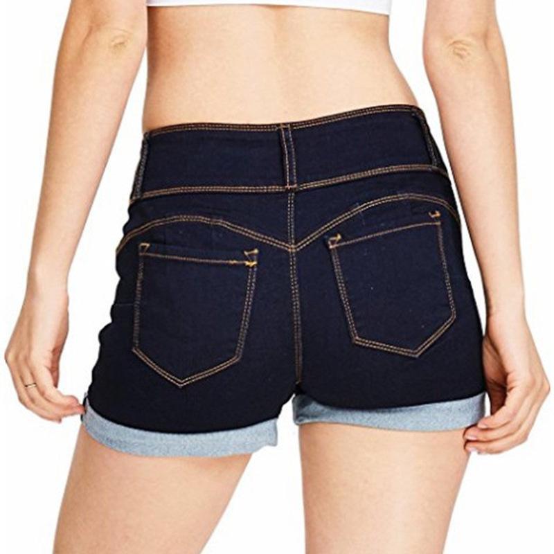 New Style Multi-color Denim Waist-cinching Stretchy Women's Hot Pants