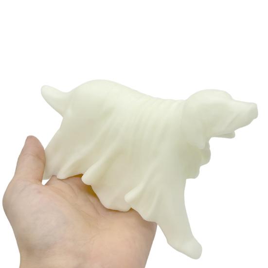 Ghost Dog Figurine Glow-in-the-dark Halloween Dog Ghost Statue Spooky Dog Ornament for Home Shelf Mantel Decoration