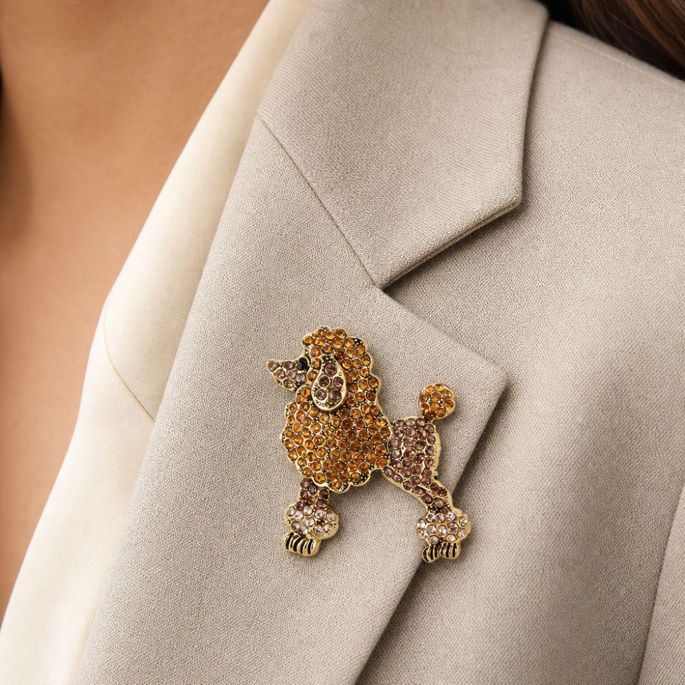 Luxury Animal Brooch Pins Sparkling Jewellery Pins Fashion Poodle Dog Brooches Wedding