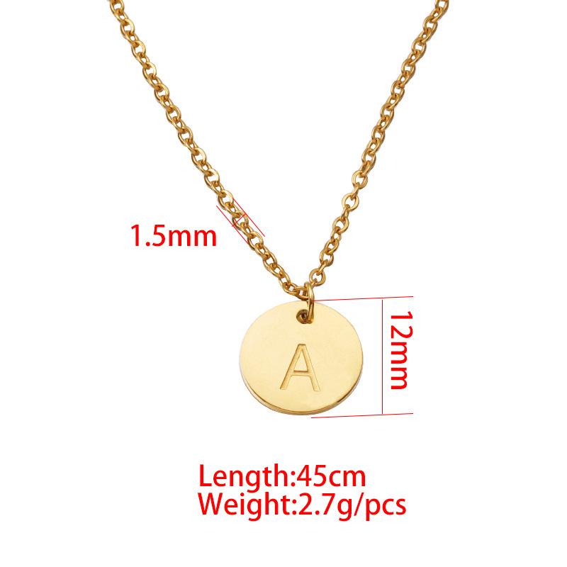 Personalized European Style Stainless Steel Round Pendant Necklace for Couples & Best Friends with Etched English Letters