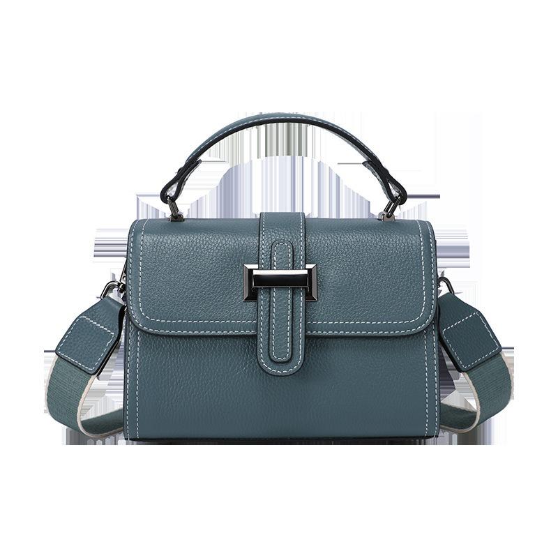 Small Bag Women's First Layer Cowhide Messenger Bag Women's Bag Versatile Shoulder Bag Portable Small Square Bag