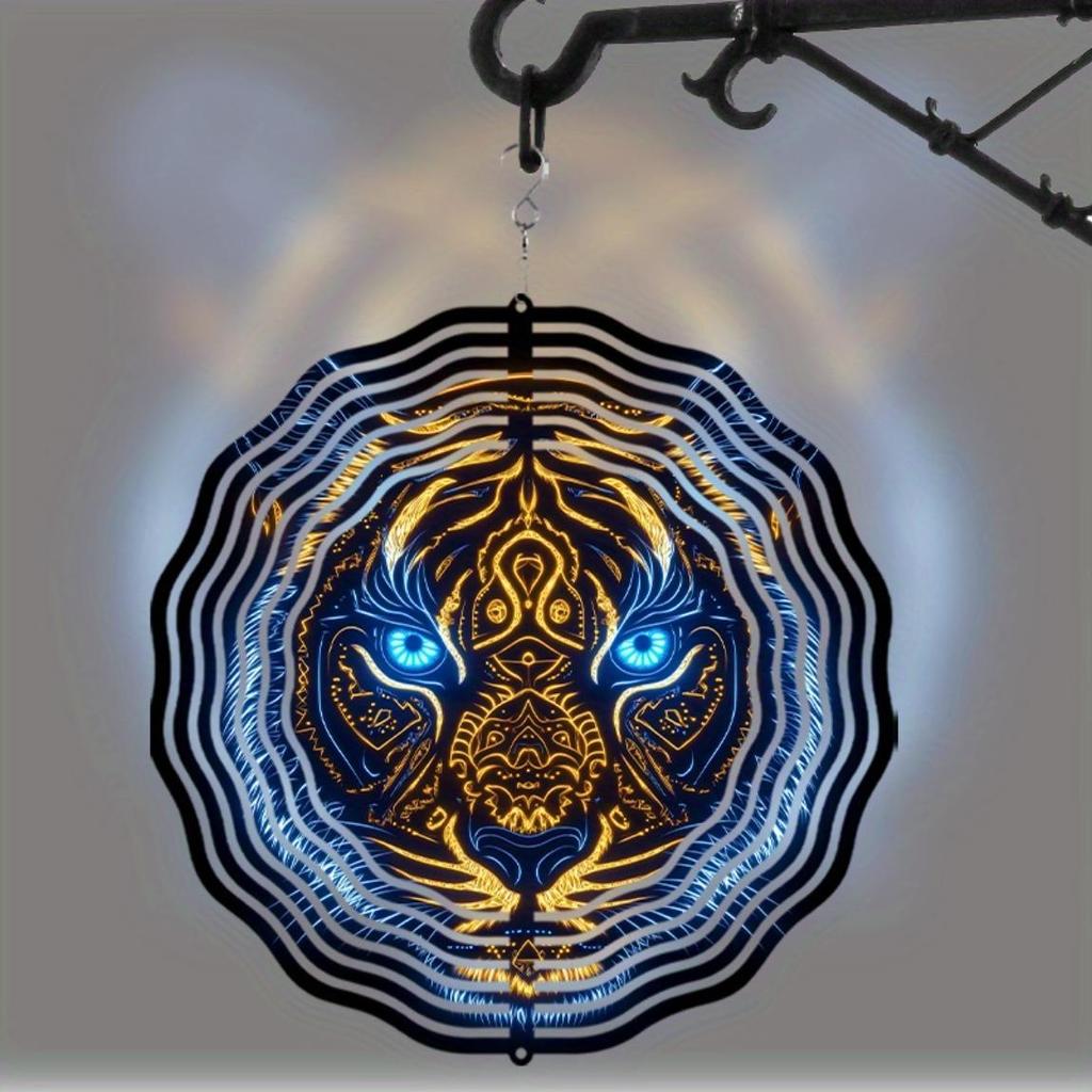 10 Zoll Tiger-Thema Windspiel für Garten Terrasse Elegante Außendekoration Hängende Kunst Geschenk für Freunde Frühling Sommer Leuchtet auf
