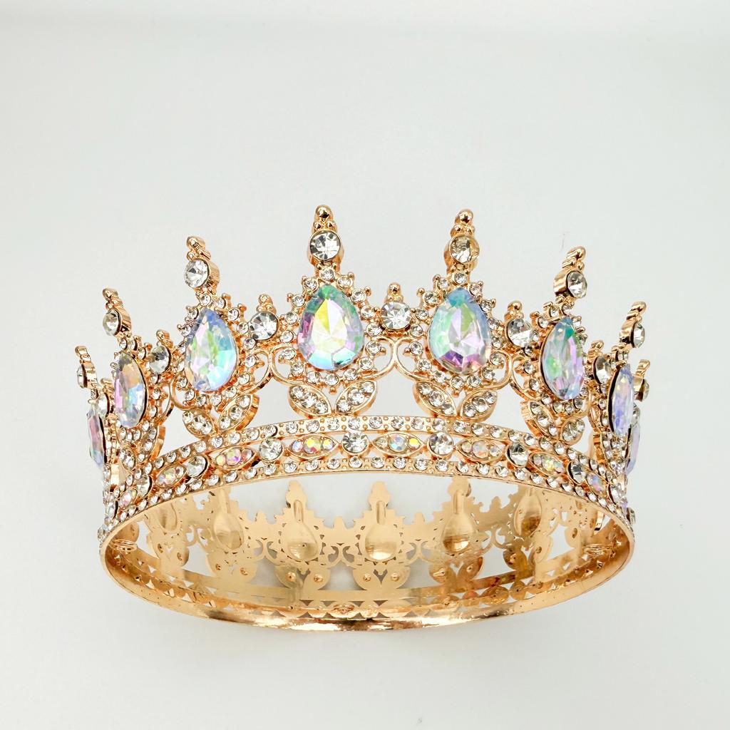 Full Circle Crown Tiara Colorful Baroque Retro Full Diamond Jewelry Wedding Accessories Crown Bridal Crown