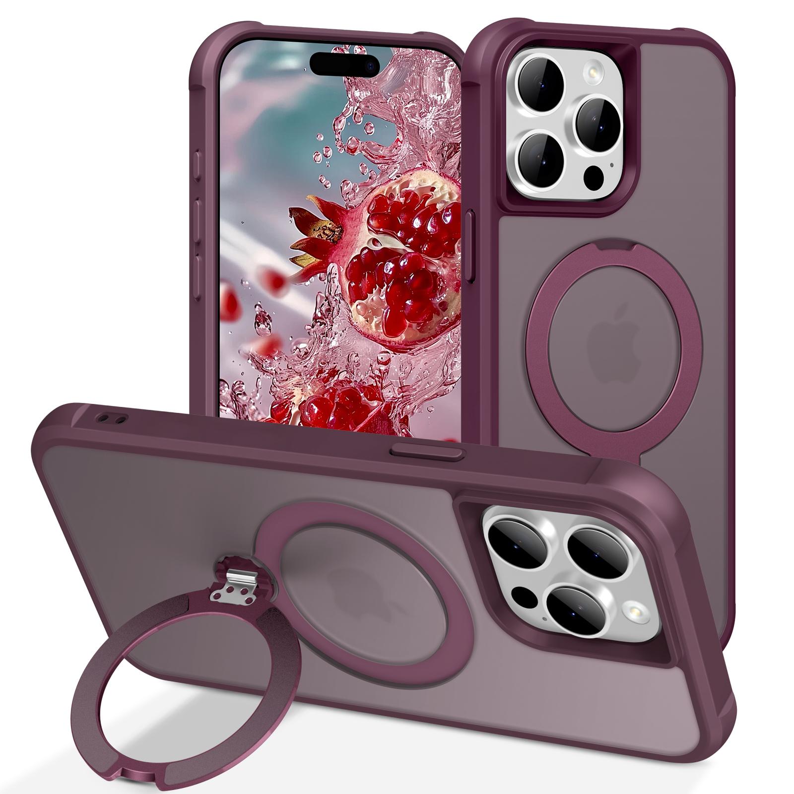 

For iPhone 15 Pro Max Case Compatible with MagSafe Kickstand TPU PC Shockproof Phone Back Cover