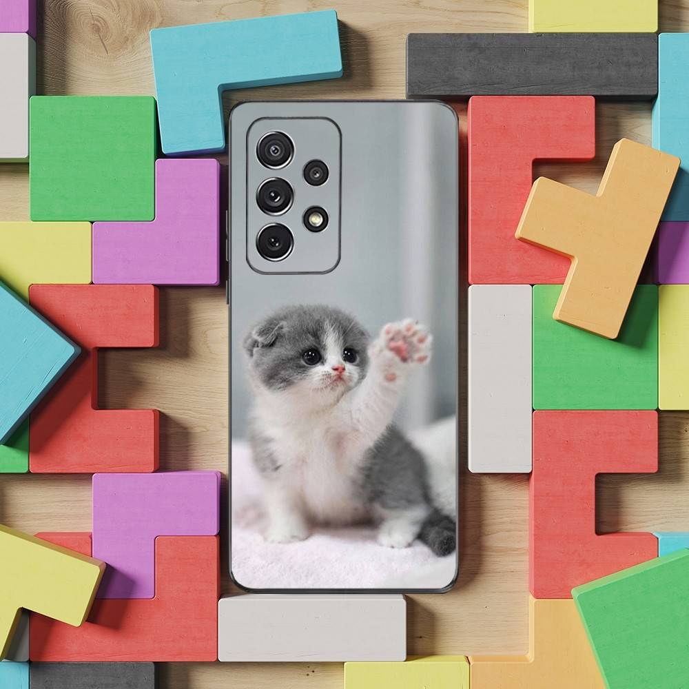 Cute Animals Cat Case For Samsung S21,S20,S10,Plus,S9,S22,S25,Ultra,S24,S23,FE,Lite,Soft Silicone Black