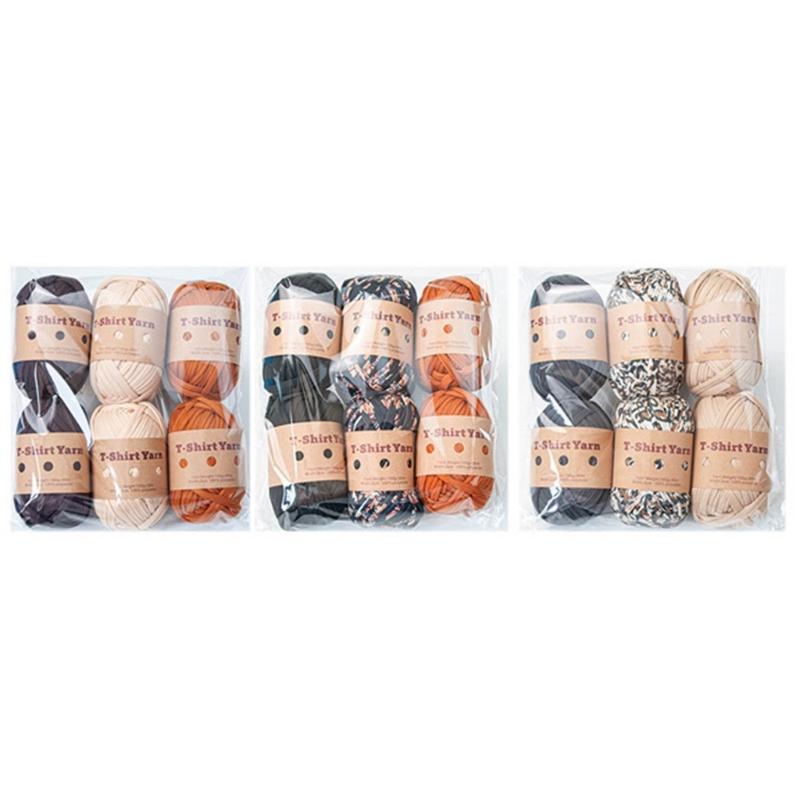 6 Rolls Handmade Fabric Strip DIY T-shirt Yarn Knitting Yarn for Knitting, Crocheting and Crafting for Hand DIY Bag
