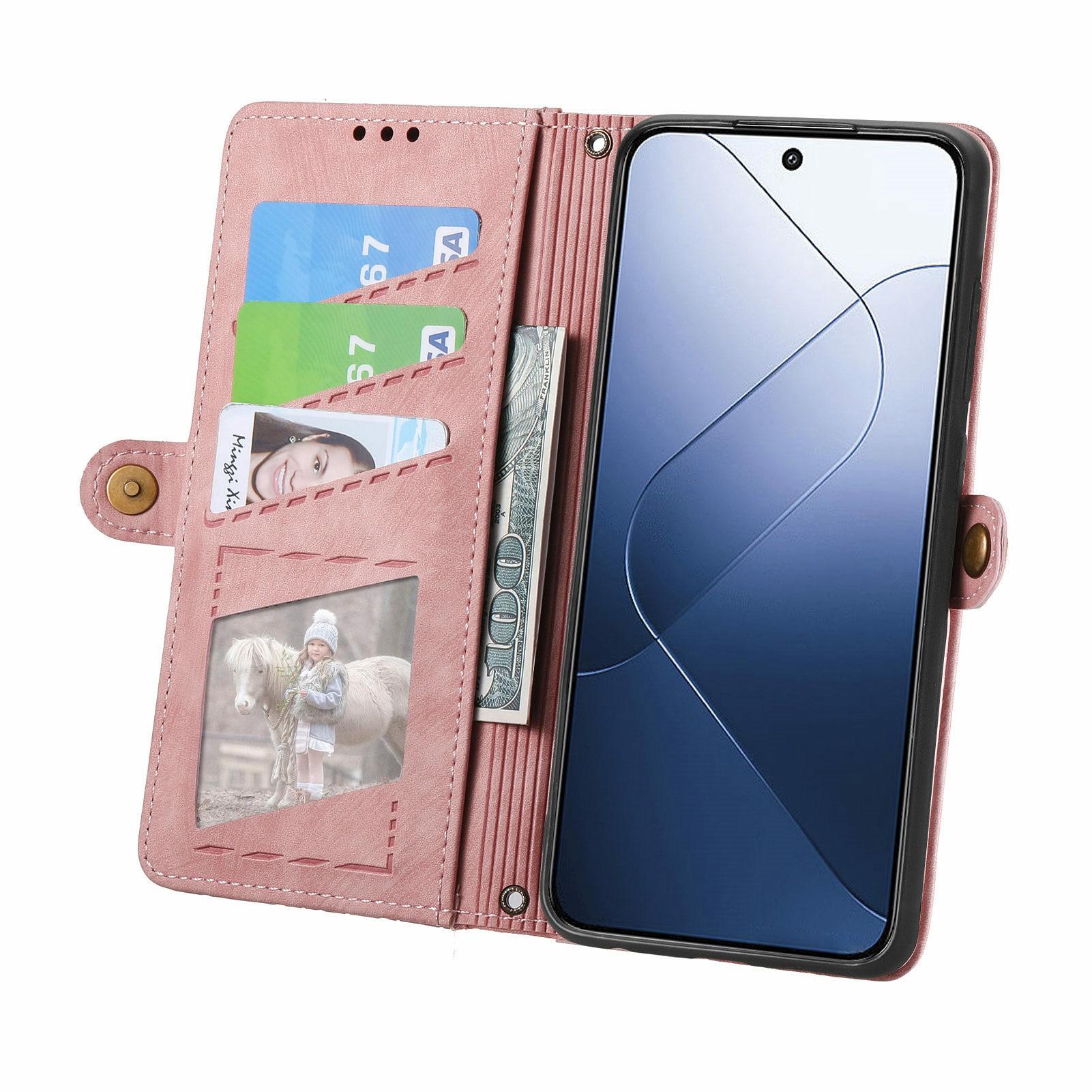 

For Xiaomi 14T Pro Case Zipper Wallet Geometry Lines Leather Phone Cover Black