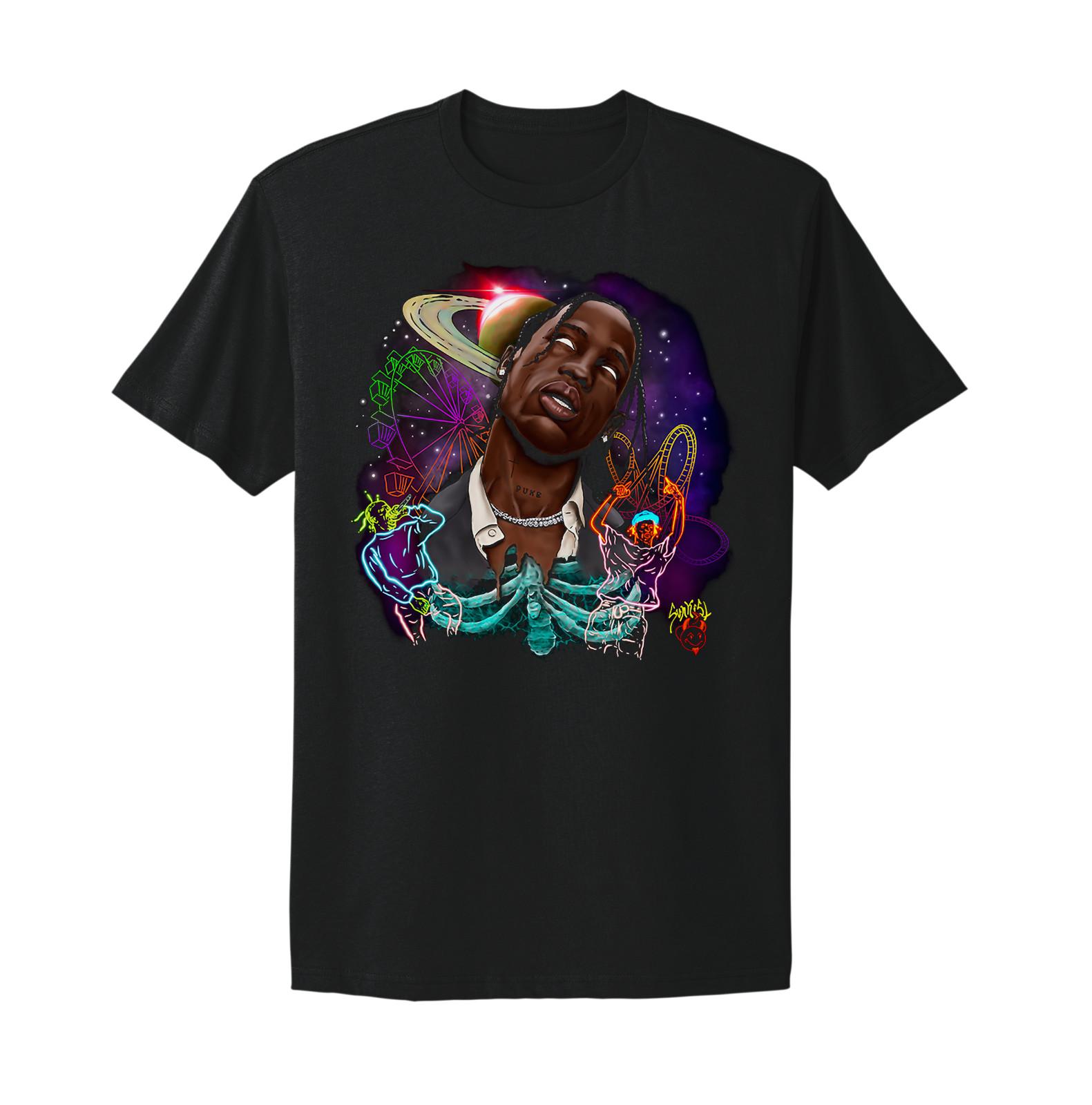 Трэвис Скотт Astroworld Cactus Jack I can Fly Черная футболка XXXL