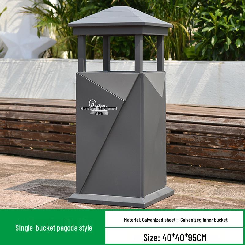 Antique Chinese Style Outdoor Trash Can for Parks and Scenic Areas