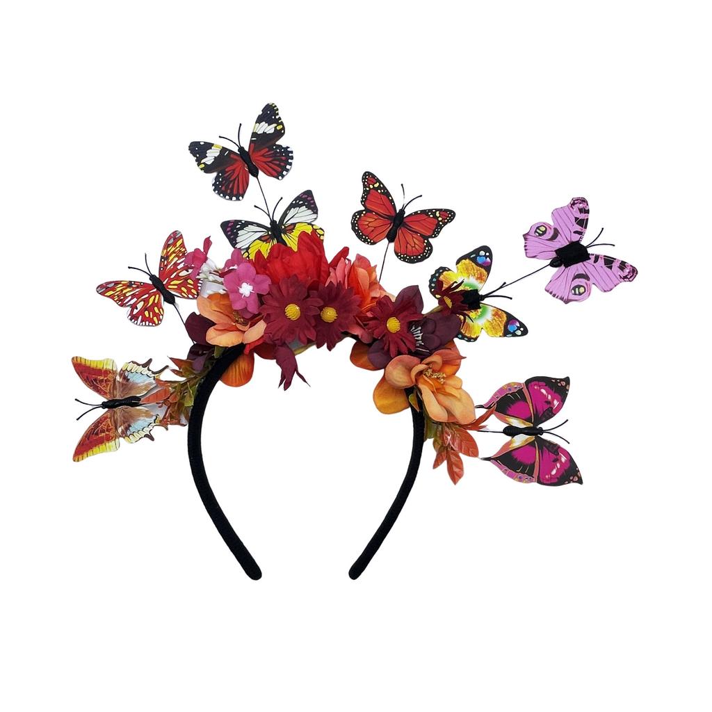 New simulated flower butterfly headband Halloween party travel photo show catwalk butterfly headgear