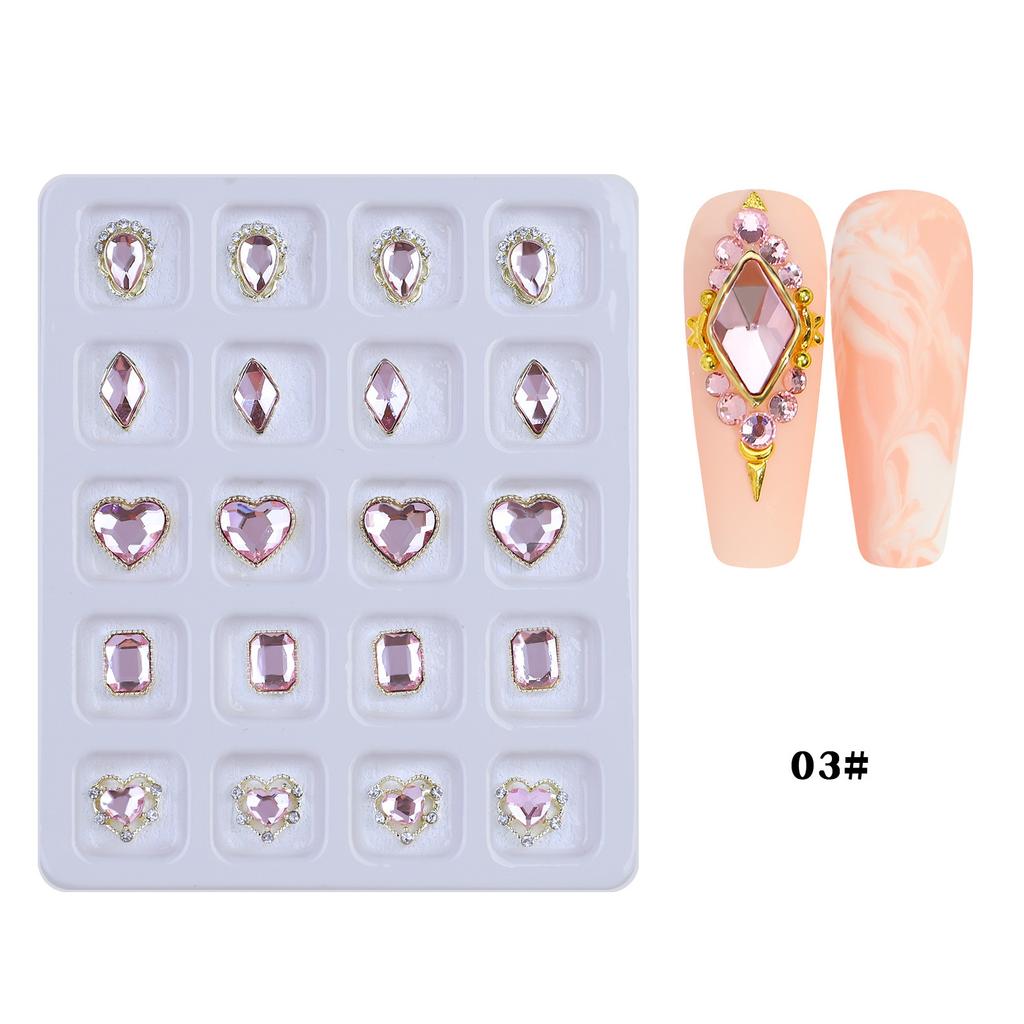 Internet Celebrity Nail Alloy Nail Jewelry Heart-shaped Crystal Butterfly Iridescent Irregular Rhinestone