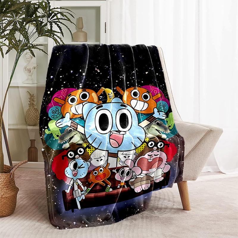 1pc Blanket The Amazing World of Gumball1 Print Design, Lightweight Blanket for Sofa, Bed- Soft &Warm, Gift for All Seasons Like Christmas, Halloween