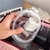 2pcs New Round Black PVC Transparent Cosmetic Bags Jewelry Organizer Portable Data Cable Earphone Coin Charger Storage Pouches
