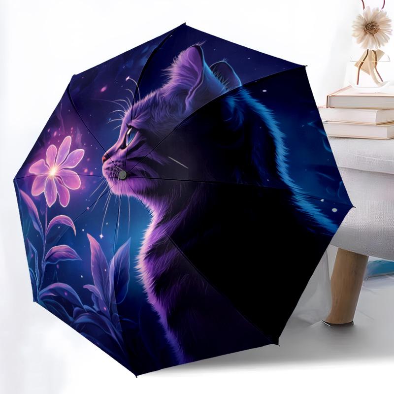 0106 Glowing Animals  Pattern, Automatic Folding Umbrella, Portable and Foldable Design, 8 Ribs, a Christmas or Birthday Gift.