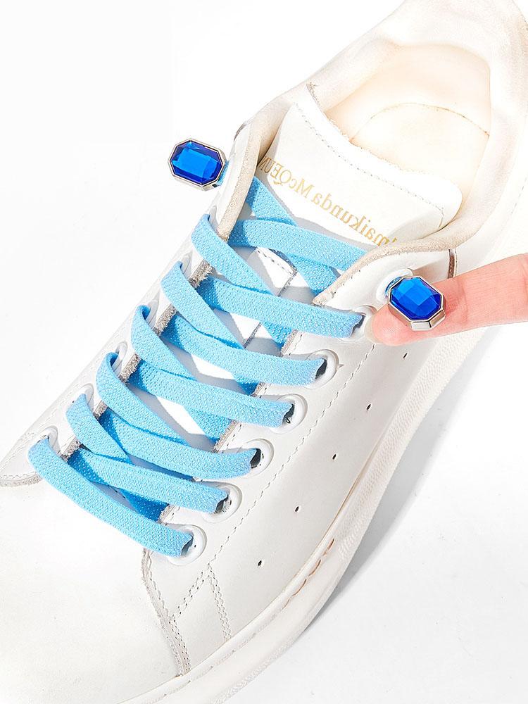 Colorful Diamond Elastic Laces Sneakers No Tie Shoelaces Rhinestone Shoe Laces without Ties Kids Adult Quick Flat Shoelace 1Pair