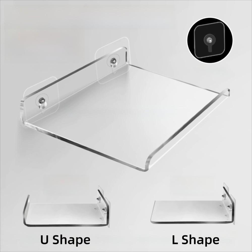 With Stickers Wall Mounted Shelf Space Saver Floating Bookshelves Acrylic Clear Rack  Home