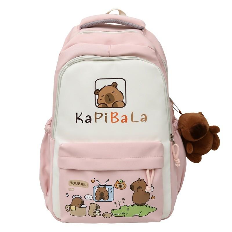 Capybara Large Capacity Nylon Backpack For Students And Daily Use