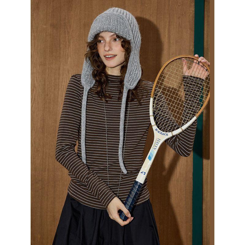 Coolhut Striped Design Versatile Women's Long-Sleeve T-Shirt Pullover Crew Neck Autumn Commuter Style Women's Top