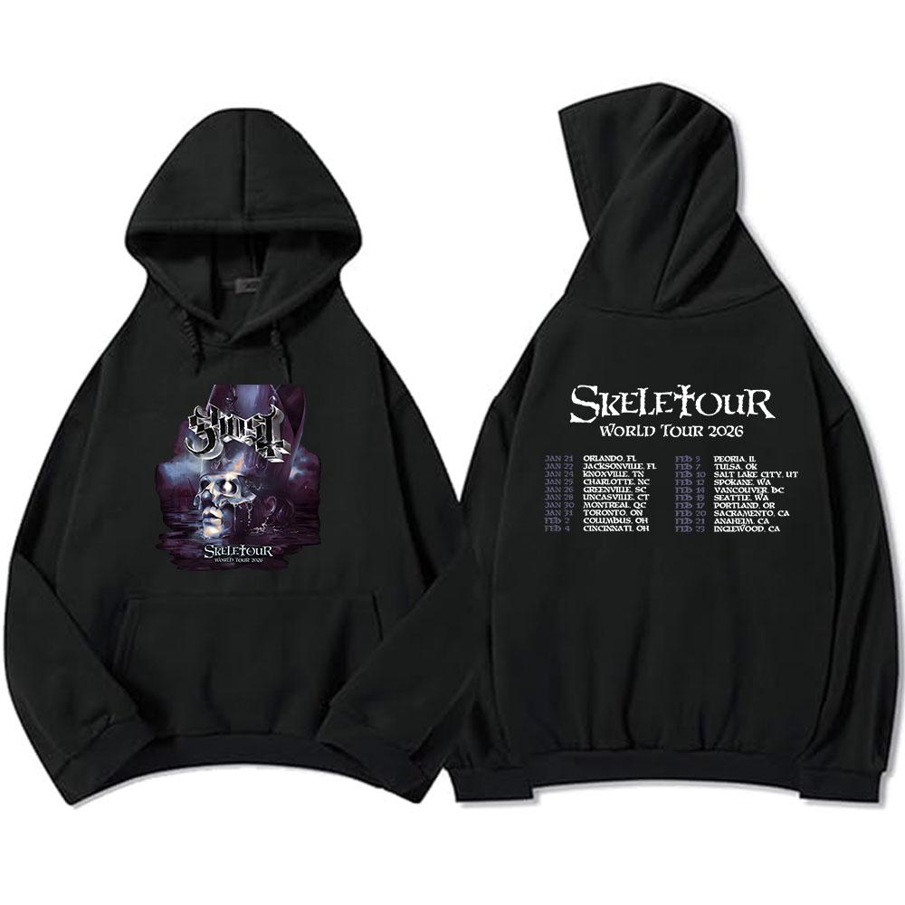 Ghost Skeletour World Tour 2026 Hoodies Rock Band Street Style Fashion Sweatshirts Winter Fleece Hooded Pullovers Men Women Tops