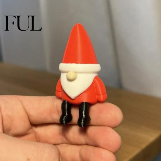 Holiday Shelf Sitter 3D Printed Santa Claus Figurine, Christmas Decoration, Party Supplies Small Gnome Statue for Desktop Home Decor Seasonal