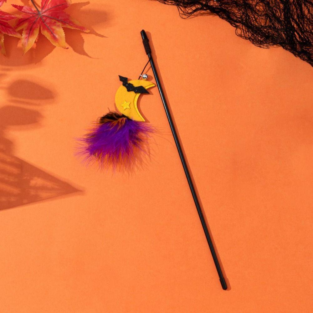 

Decorative Cat Wand Toy Plush Cat Teaser Wand Halloween Cat Teaser Stick Relieve Boredom Style B