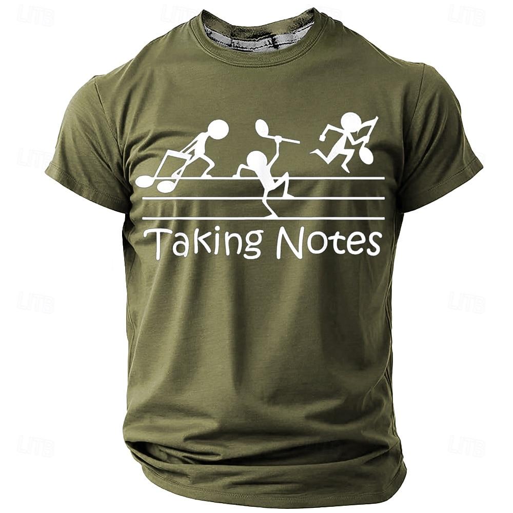 

Men s Funny Music Pun T-Shirt - Taking Notes Graphic Short Sleeve Tee for Musicians & Music Lovers S