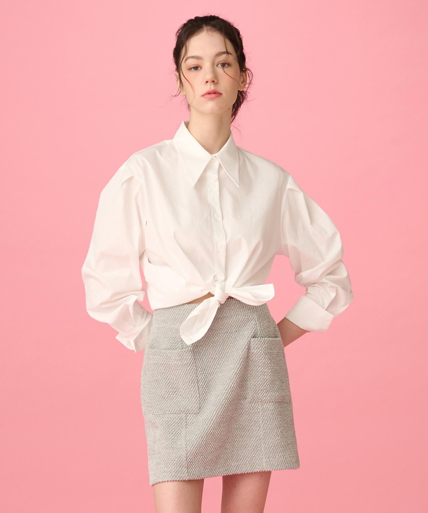 Dear Fear Big Collar Cuff Shirt Ivory Free