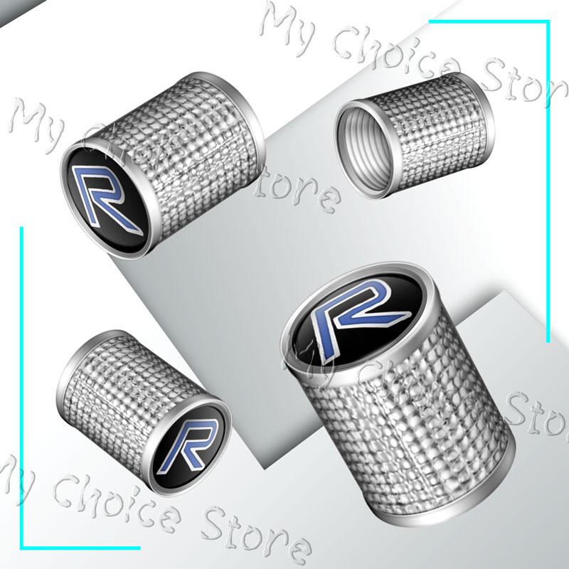 4Pcs R Design Logo Emblem Metal Car Tire Valve Caps Wheel Stem Air Dust Covers For Volvo V40 V60 XC40 XC60 XC90 C30 Accessories