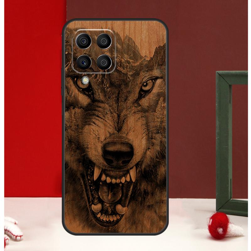 Wolf Bike Butterfly Wood Case For Samsung Galaxy M56 M36 M16 M31 M21 M13 M33 M53 M15 M35 M55 M12 M32 M52 M14 M34 M54