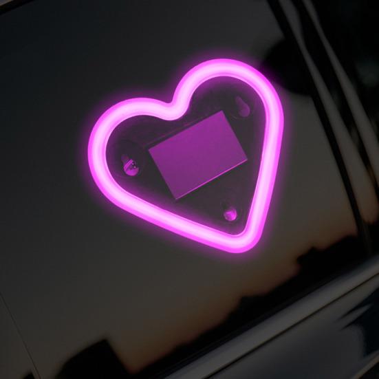 Solar Heart LED Car Light Wireless Decorative Lamp for Triangle & Rear Window Suction Cup Mount Romantic Atmosphere Night Light Auto Accessory