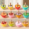 6pcs Wooden Spinning Top Toys Cartoon Montessori Colorful Spinning Gyro Childhood Wooden Gyro Fidget Toys Kids Birthday Gifts