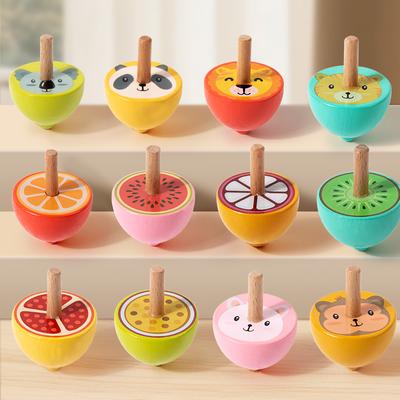 6 buc Jucării Rotitoare din Lemn Desene Animate Montessori Colorate Giroscop Rotativ Giroscop din Lemn pentru Copil Jucării Fidget Cadouri de Ziua Copiilor