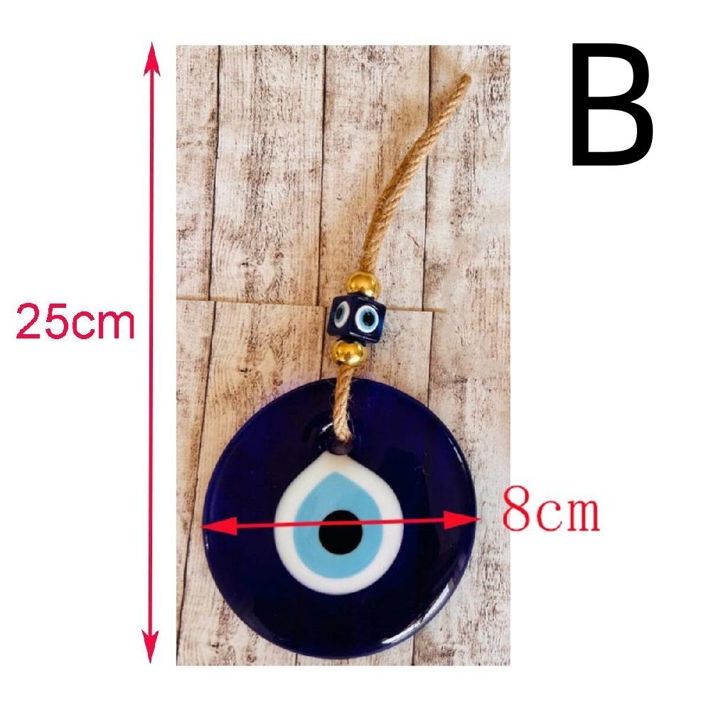Bohemian Evil Eye Glass Wall Hanging, Turkish Nazar Amulet With Jute Rope, 2 Sizes For Home & Car Decor