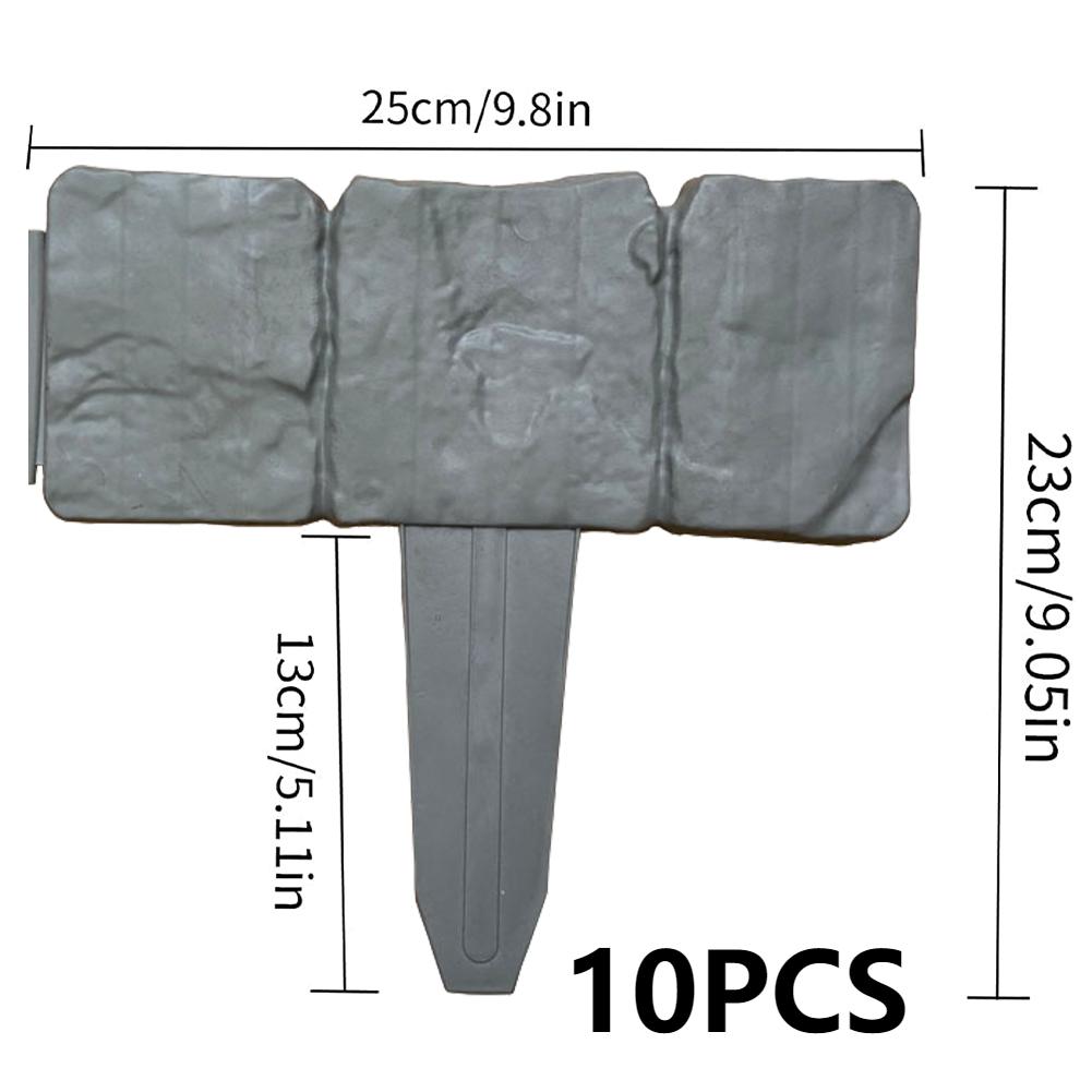 10pcs Garden Fence Edging,Home Garden Border Edging Plastic Fence Stone DIY Yard Landscape Plant Fence Fit for Lawn Yard Flow