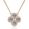 Rose Gold Plated 1.2ct D Color Moissanite Necklace Four Leaf Clover Full Jewelry Women