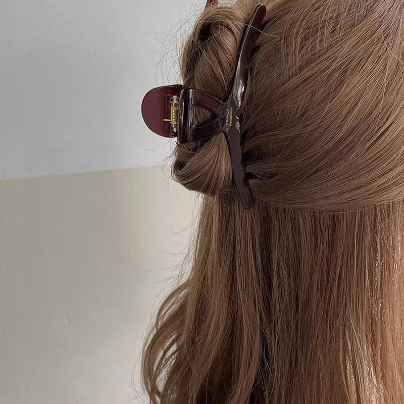 Chocolate Acetate Shark Hair Claw Elegant Women High Grade Back Head Hair Clip Fashion Luxury Solid Color Hair Grab Daily Hair Accessories
