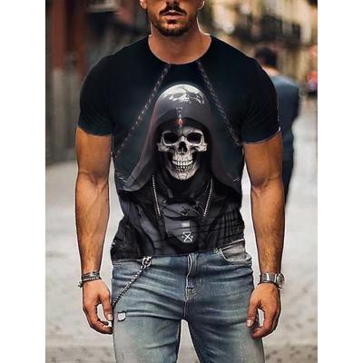 Terror Skull 3D Digital Printed Men's Street Round Neck Short Sleeved T-shirt