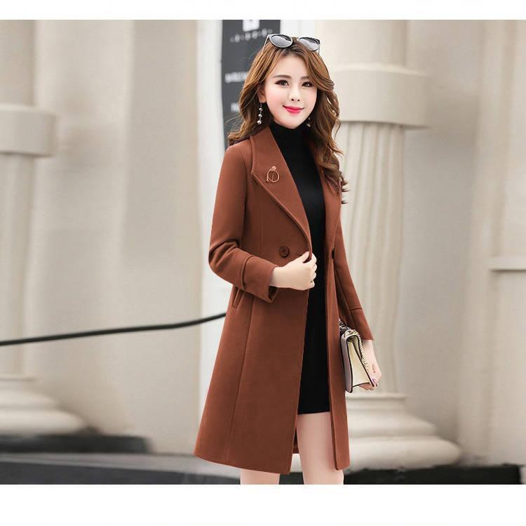 New Spring and Autumn Woolen Coat Female Long Large Size Thick Women Woolen Jacket Slim Lady Clothing Women's Coats