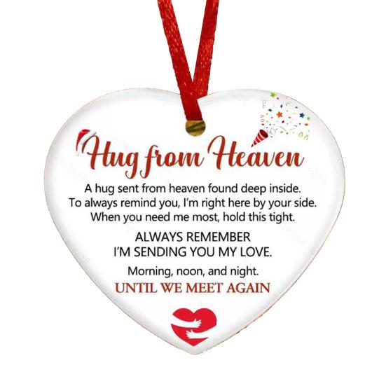 Memorial Christmas Ornaments Hug from Heaven Heart Shaped Christmas Tree Ornament Sympathy Gifts for Loss of Loved One