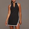 Women Golf Tennis Sport Dress Mock Neck Sleeveless Side Split Above Knee Length Dress Workout Dress Athletic Dress