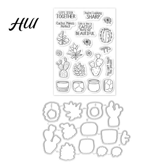 Embossing And Cutting Dies Cactus Silicone Stamp Set, Transparent Clear & Metal Reusable Die Cuts for Card Making, Scrapbooking, Journaling, DIY Craft 1 Set