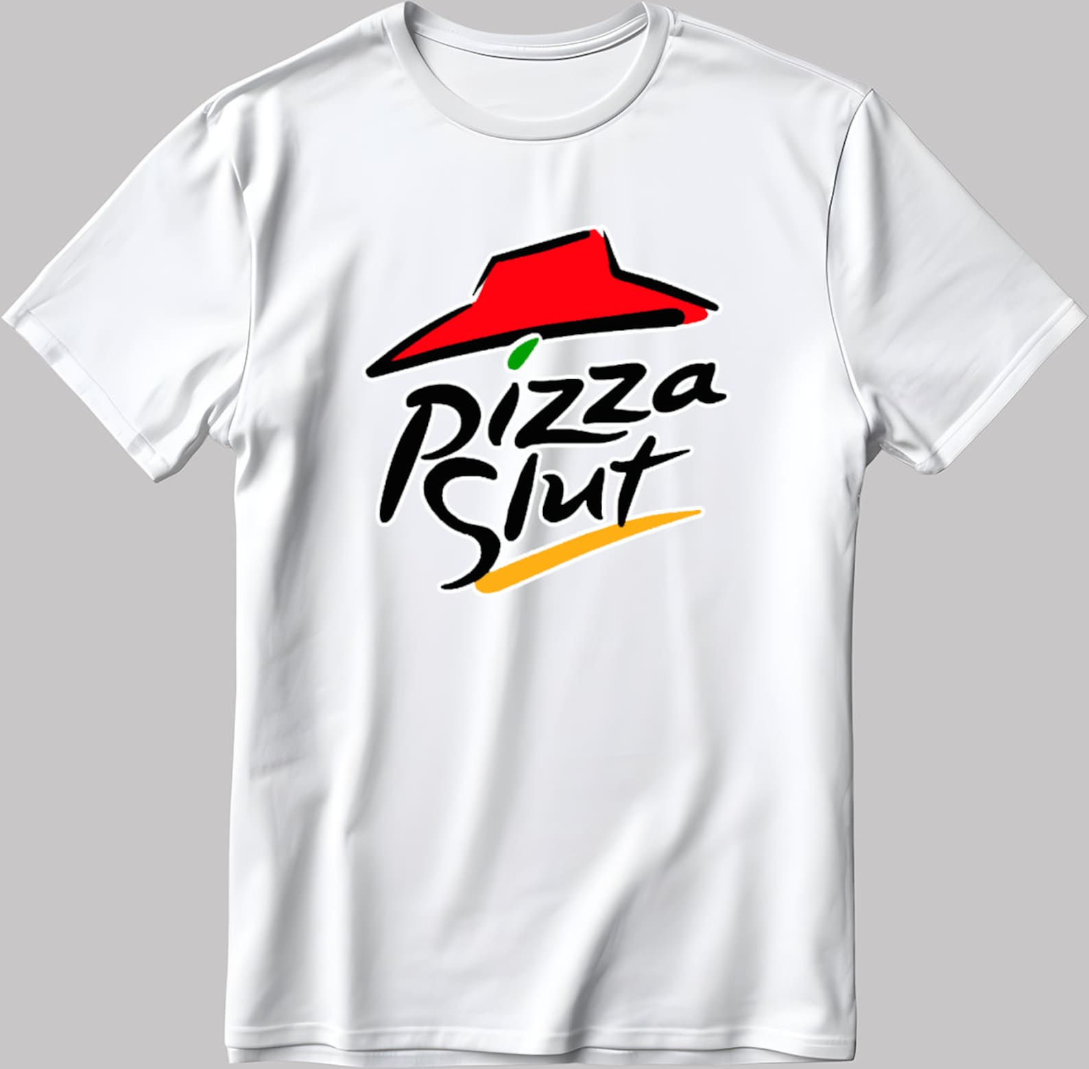 Funny Parody Pizza Shirt, Short Sleeve White-Black Men s / Women s T-Shirt K1111 M