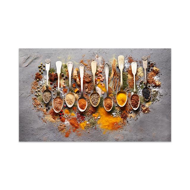 Nordic Modern Spoon Grains Spices Plakáty a obrazy Kuchyňské stěny Obraz na plátně Obraz do obývacího pokoje Cuadros
