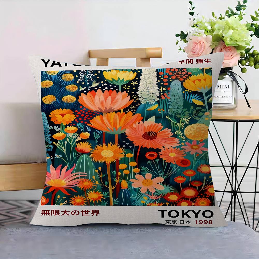 KKusamas YYayoi Art Cushion Cover Polyester Sofa Cushions Decorative Throw Pillows Home Decoration Pillowcover