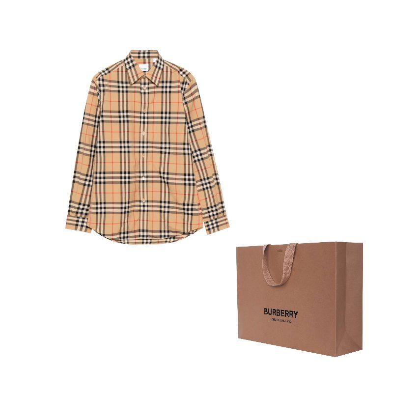 Burberry Men's Point Collar Check Long Sleeve Shirt 80208631